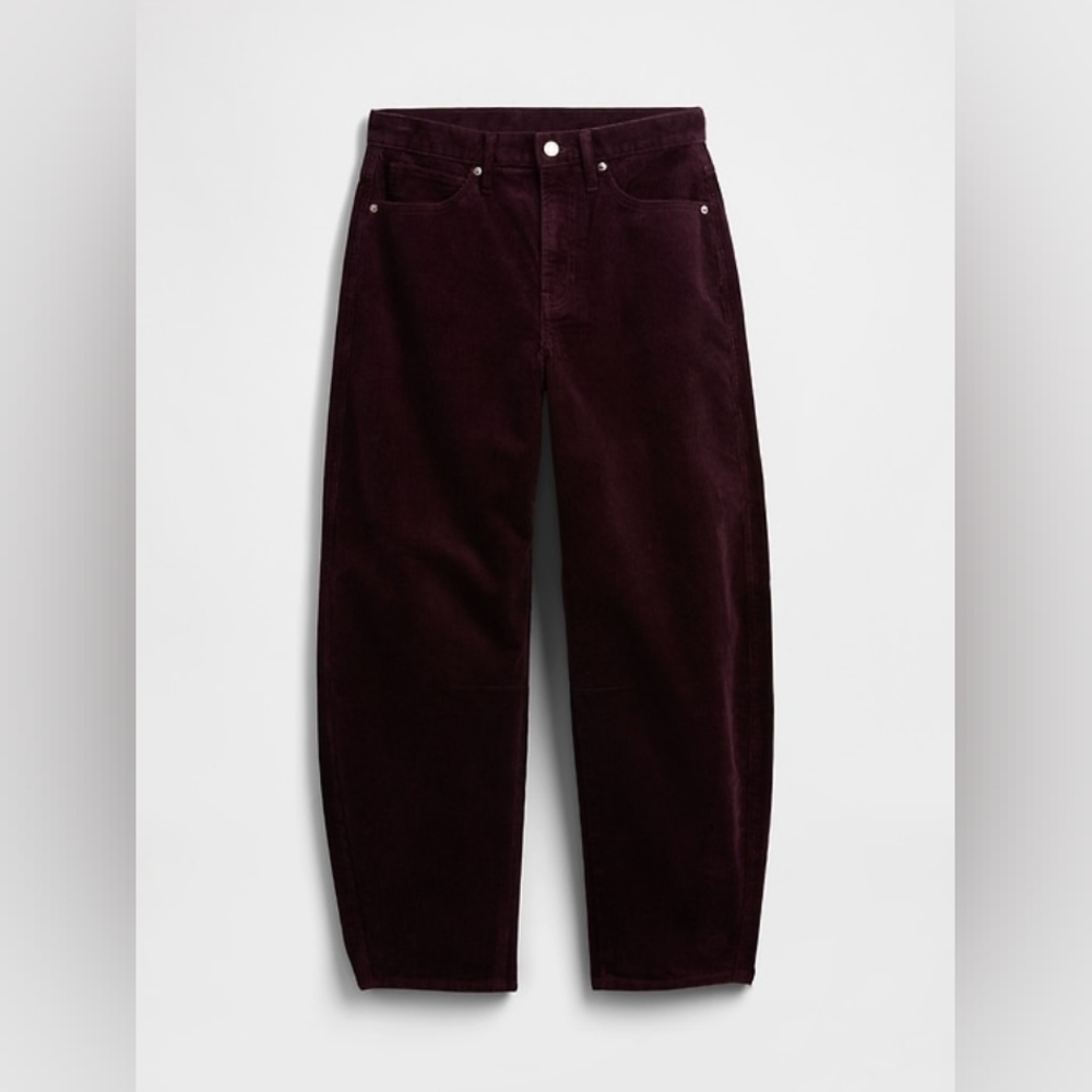 NWT Gap High Rise Barrel Corduroy Pants Eggplant